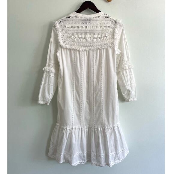 Sea New York White Cotton Lace Ruffle Boho Dress Size 4 Beachy - Picture 4 of 10